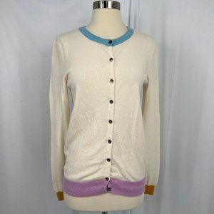 NWOT Boden 100% Cashmere color block Cardigan Long Sleeve